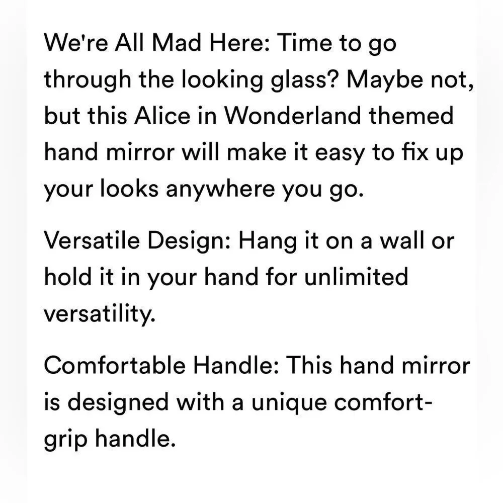 Wet n Wild Alice in Wonderland We're All Mad Here Hand Mirror